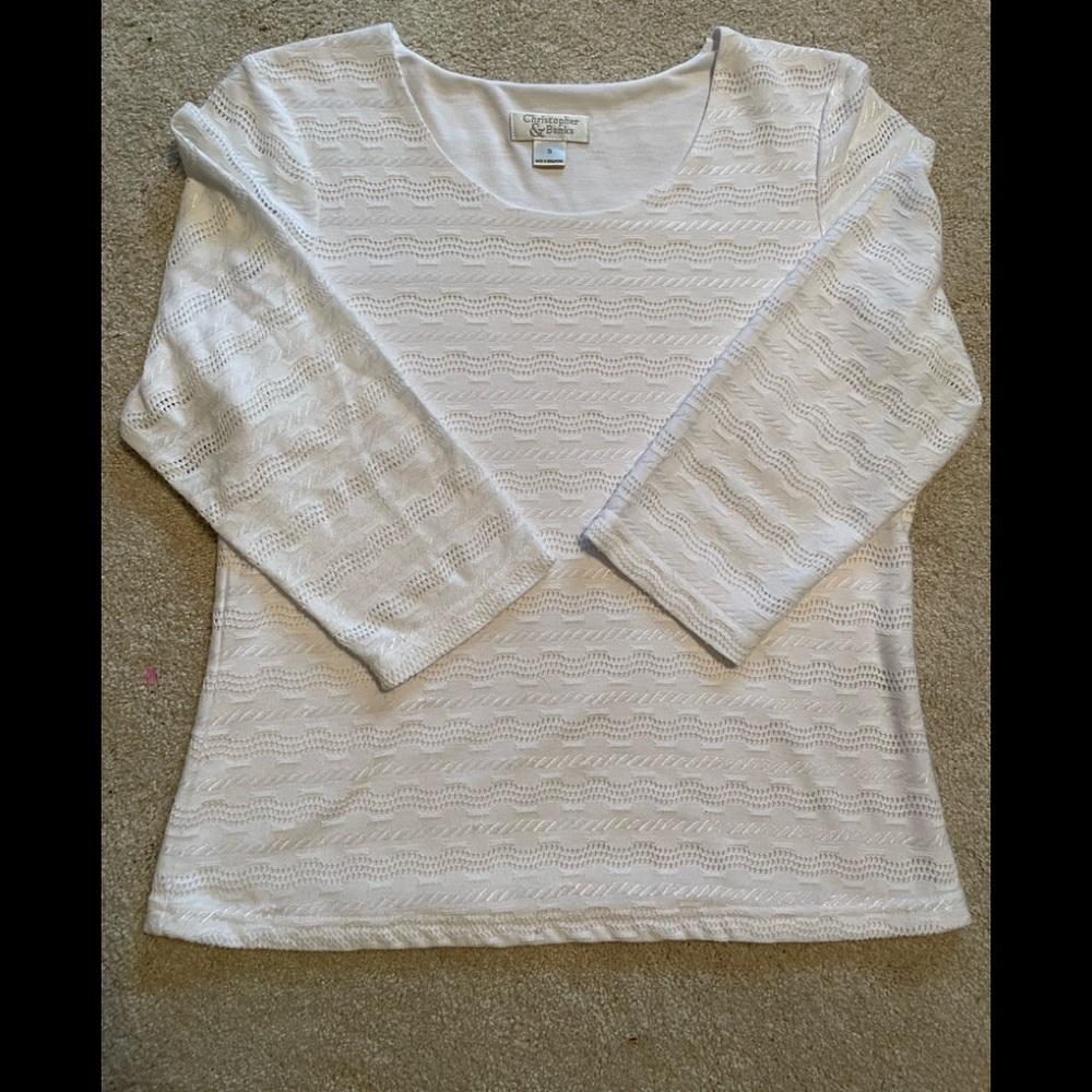 Christopher & Banks Woman’s White top with 3/4 sleeves